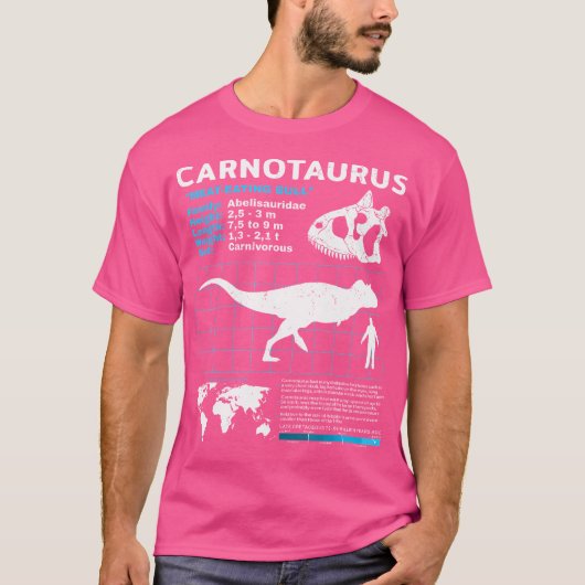 カルノタウルスファクトシート恐竜の事実 Tシャツ (正面)