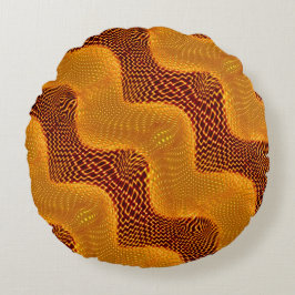 カルバlaranja e pontos dourados sobre fundo marrom ラウンドクッション
