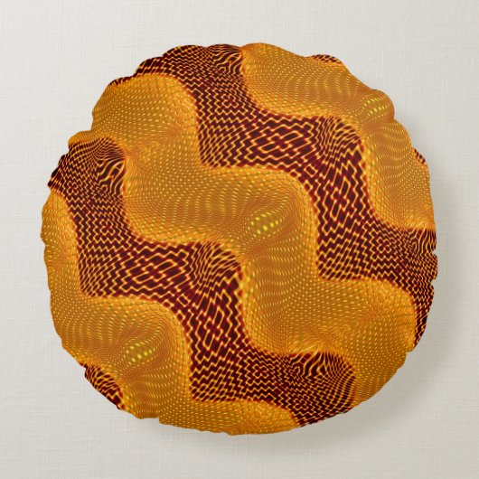 カルバlaranja e pontos dourados sobre fundo marrom ラウンドクッション (正面)