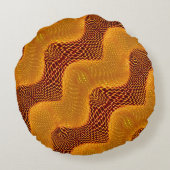 カルバlaranja e pontos dourados sobre fundo marrom ラウンドクッション (裏面)