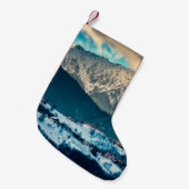 カルパシアン山の冬の風景。ロム・ブラン スモールクリスマスストッキング (正面 (吊り時))