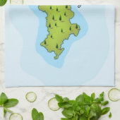 カルパトス・ギリシャ地図図解入りの、写真付きの旅行ポスター キッチンタオル (折り畳み)