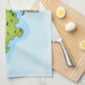 カルパトス・ギリシャ地図図解入りの、写真付きの旅行ポスター キッチンタオル (四つ折り)