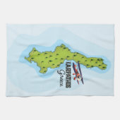 カルパトス・ギリシャ地図図解入りの、写真付きの旅行ポスター キッチンタオル (横)