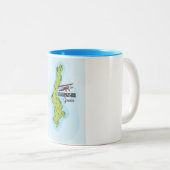 カルパトス・ギリシャ地図図解入りの、写真付きの旅行ポスター ツートーンマグカップ (正面右)