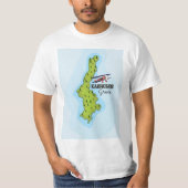 カルパトス ギリシャ 地図 イラスト トラベルポスター Tシャツ (正面)
