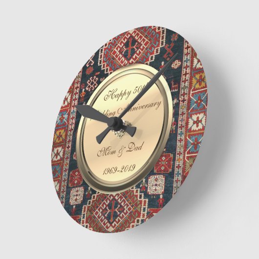 カルビスタン カーペット ダイヤモンド 50周年結婚記念日 ラウンド壁時計 (傾斜)
