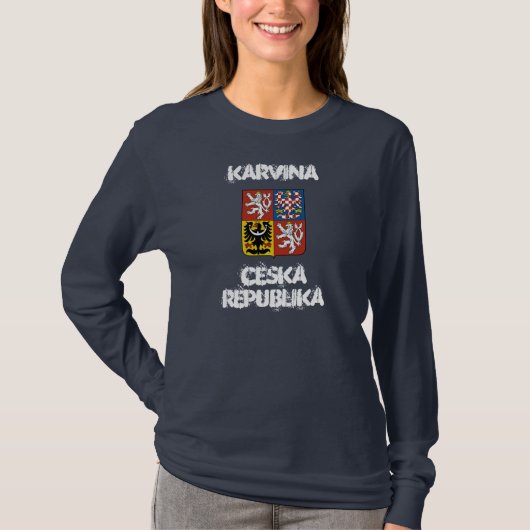 カルビナ，チェコ共和国（紋章つき） Tシャツ (正面)