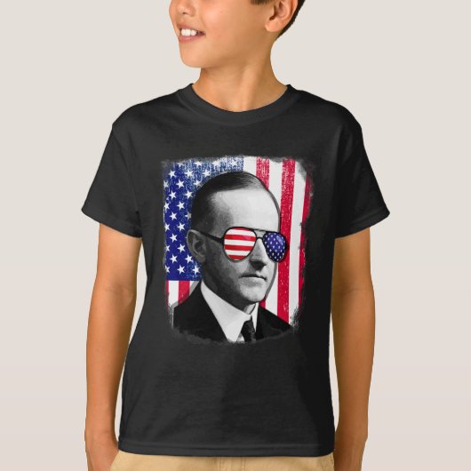 カルビン・クーリッジ米国国旗7月4日 Tシャツ (正面)