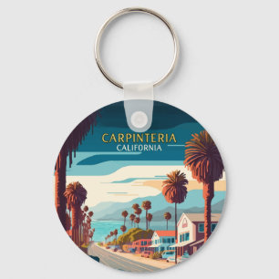 カルピテリアカリフォルニアサンセットパームツリーズレトロ キーホルダー