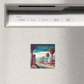 カルピテリアカリフォルニアサンセットパームツリーズレトロ マグネット (インサイチュ (食洗機))