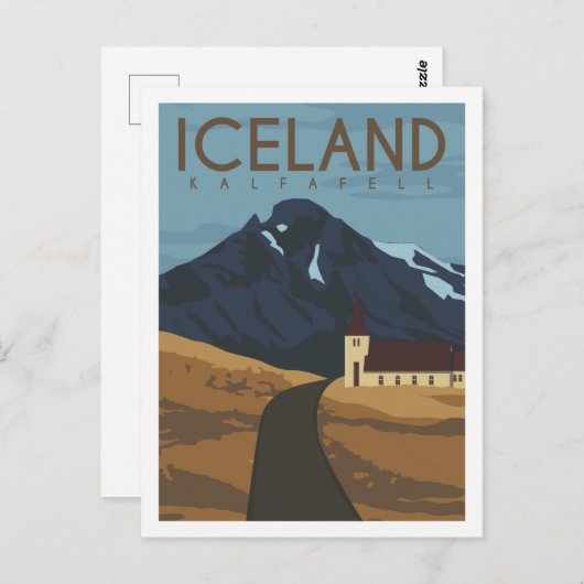 カルファフェフェルアイスランドファーマフトラベルプレイスイラストレーション ポストカード (正面/裏面)