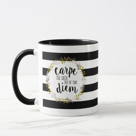 カルペディエムおもしろい吸息タイポグラフィ引用文 マグカップ (左)