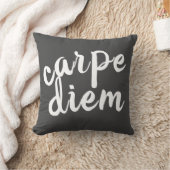 カルペディエムグレイと白はっきりした引用文モダン クッション (ブランケット)