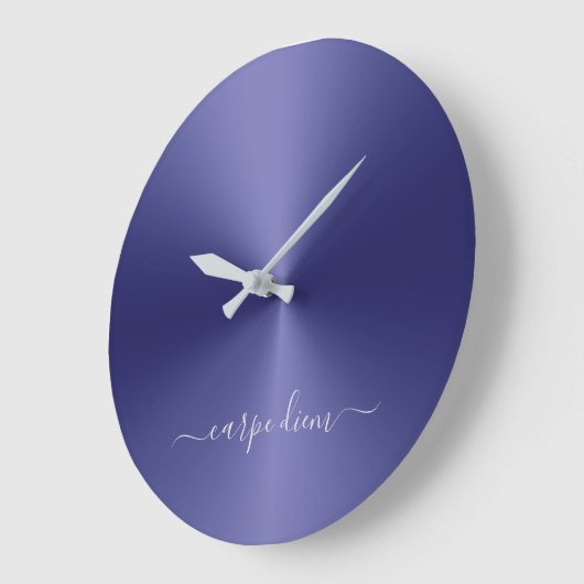 カルペディエムネイビーブルーメタリックスタイルアクリル ラージ壁時計 (傾斜)