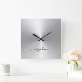 カルペディエムホワイトメタリックスタイルアクリル スクエア壁時計 (ホーム)