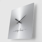 カルペディエムホワイトメタリックスタイルアクリル スクエア壁時計 (傾斜)