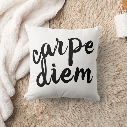 カルペディエム白黒はっきりした引用文モダン クッション (ブランケット)