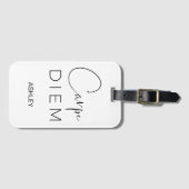 カルペディエム |黒い手書きの名前のタイポグラフィ ラゲッジタグ (正面横)