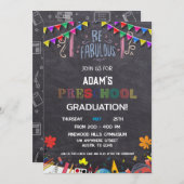 カルボードプリスクール卒業招待状 招待状 (正面/裏面)