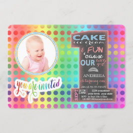 カルボードNumber One Photo GIRL 1st Birthday 招待状