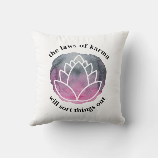 カルマことわざのホワイトロータスの法律感動的 クッション (裏面)