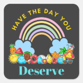カルマに値する日を持っている引用文かわいい虹 スクエアシール (正面)
