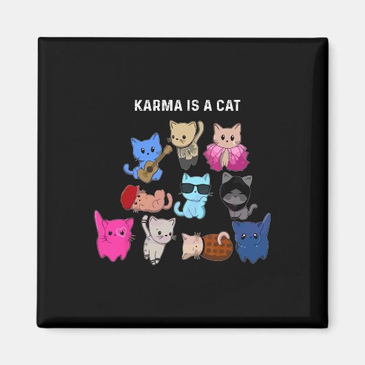 カルマは猫おもしろい猫好き マグネット (正面)