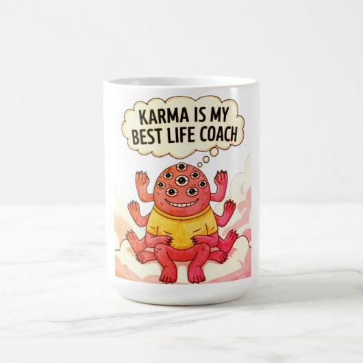 カルマは私の最高の人生監督だ コーヒーマグカップ (中央)