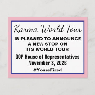 カルマワールドツアー中間選挙2026 GOPが開始 案内ポストカード