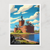 カルマースウェーデンヴィンテージ旅行イラストレーションポス ポストカード (正面)