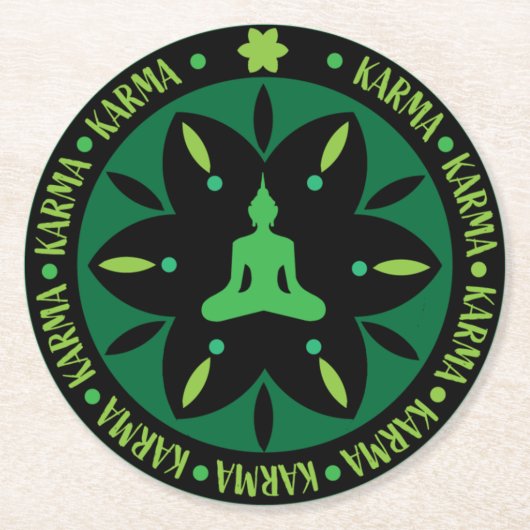 カルマ仏教の宗教 – 仏教の六賢人 ラウンドペーパーコースター (正面)