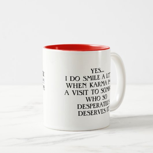 カルマ来呼び飲ユーモアのある料マグ ツートーンマグカップ (正面右)