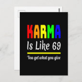 カルマ自分で手に入れ与えるおもしろい ポストカード (正面/裏面)