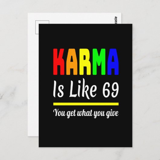 カルマ自分で手に入れ与えるおもしろい ポストカード (正面/裏面)