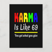 カルマ自分で手に入れ与えるおもしろい ポストカード (正面)
