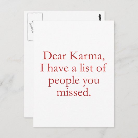 カルマ親愛よ、君のリストを持って恋しく思る。 ポストカード (正面/裏面)
