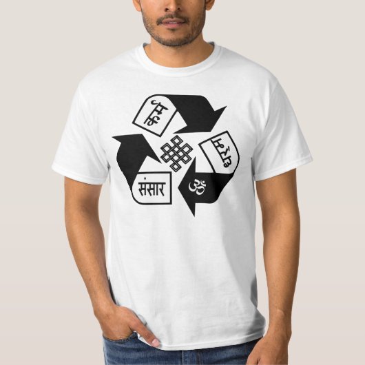 カルマ、कर्म、dharma、धर्म、Saṃsāraのसंसार Tシャツ (正面)