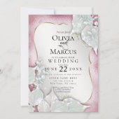 カルミラ | カスタムブ淡い色のルガンディーパールきらめく2 招待状 (正面)