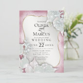 カルミラ | カスタム ペール バーガンディ パール シマー 2 招待状 (スタンド正面)