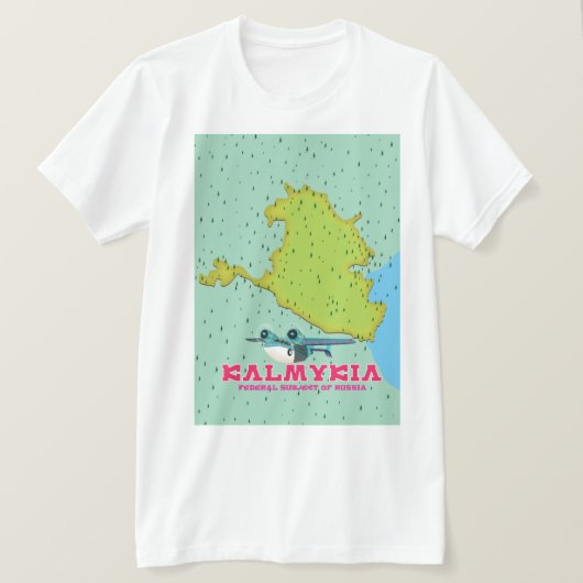 カルムイク共和国 ロシア 地図 Tシャツ (デザイン正面)