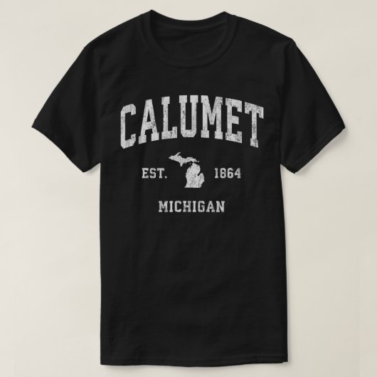 カルメットミシガンMIヴィンテージアスレティックスポーツデザイン Tシャツ (デザイン正面)