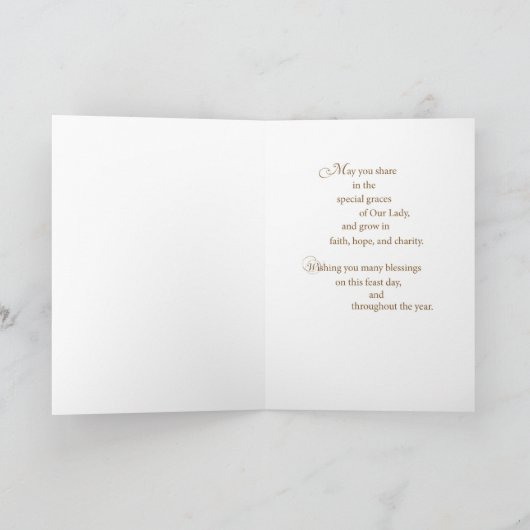 カルメル山の王冠の私達の女性のカトリック教の饗宴 カード (内部)