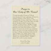 カルメル山の神聖なカードの私達の女性への祈りの言葉 名刺 (裏面)