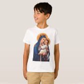 カルメル山の聖母の祈りのアート Tシャツ (正面フル)