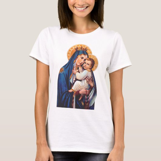 カルメル山の聖母の祈りのアート Tシャツ (正面)