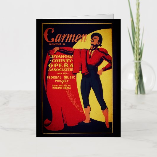 カルメン・オペラのポスター 箔グリーティングカード (正面)