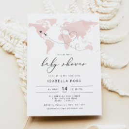 カルメン ブラッシュピンク マップ トラベル アドベンチャー ベイビー シャワー 招待状