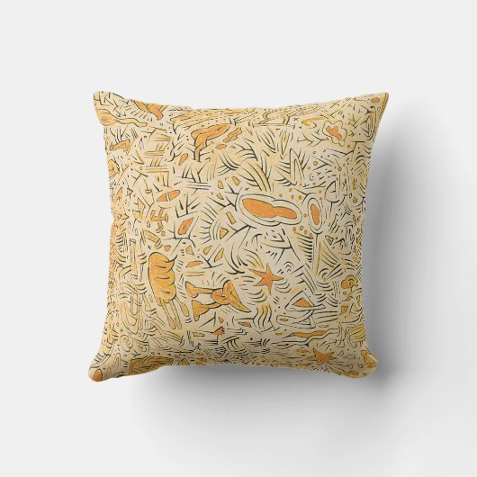 カルロス抽象芸術金ゴールドブラックアンドイエローディーフロートン クッション (裏面)