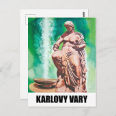 カルロヴィ・ヴァリの泉、女性像、チェコ共和国 ポストカード (正面/裏面)
